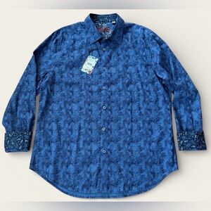 Robert Graham Sutton Navy Paisley Button Down Shirt NWT